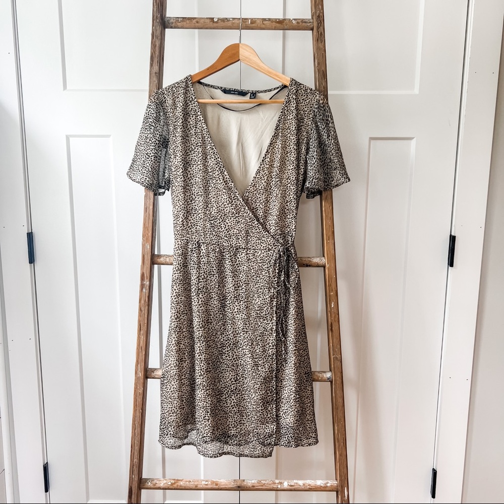 NWOT Vero Moda Cheetah Print Wrap Dress | Large